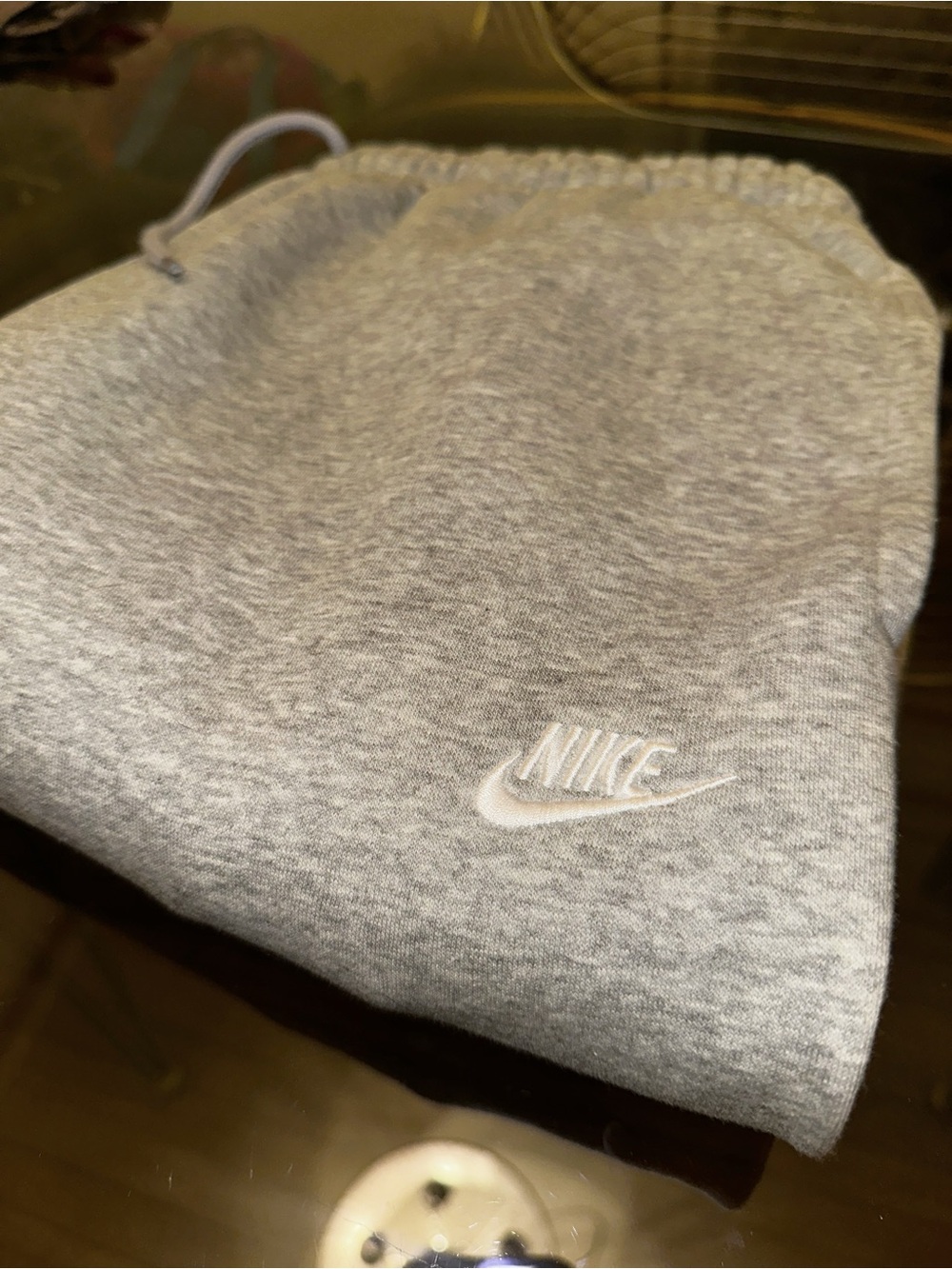 Nike Light Gray Heather Pullover with White Swoosh Detail
